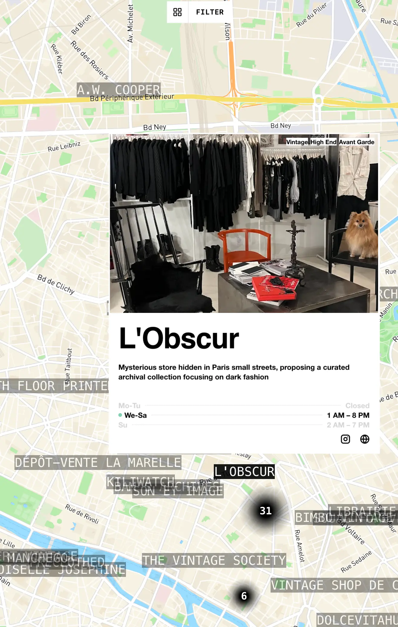 The Archive Map showing fashion archives in Paris